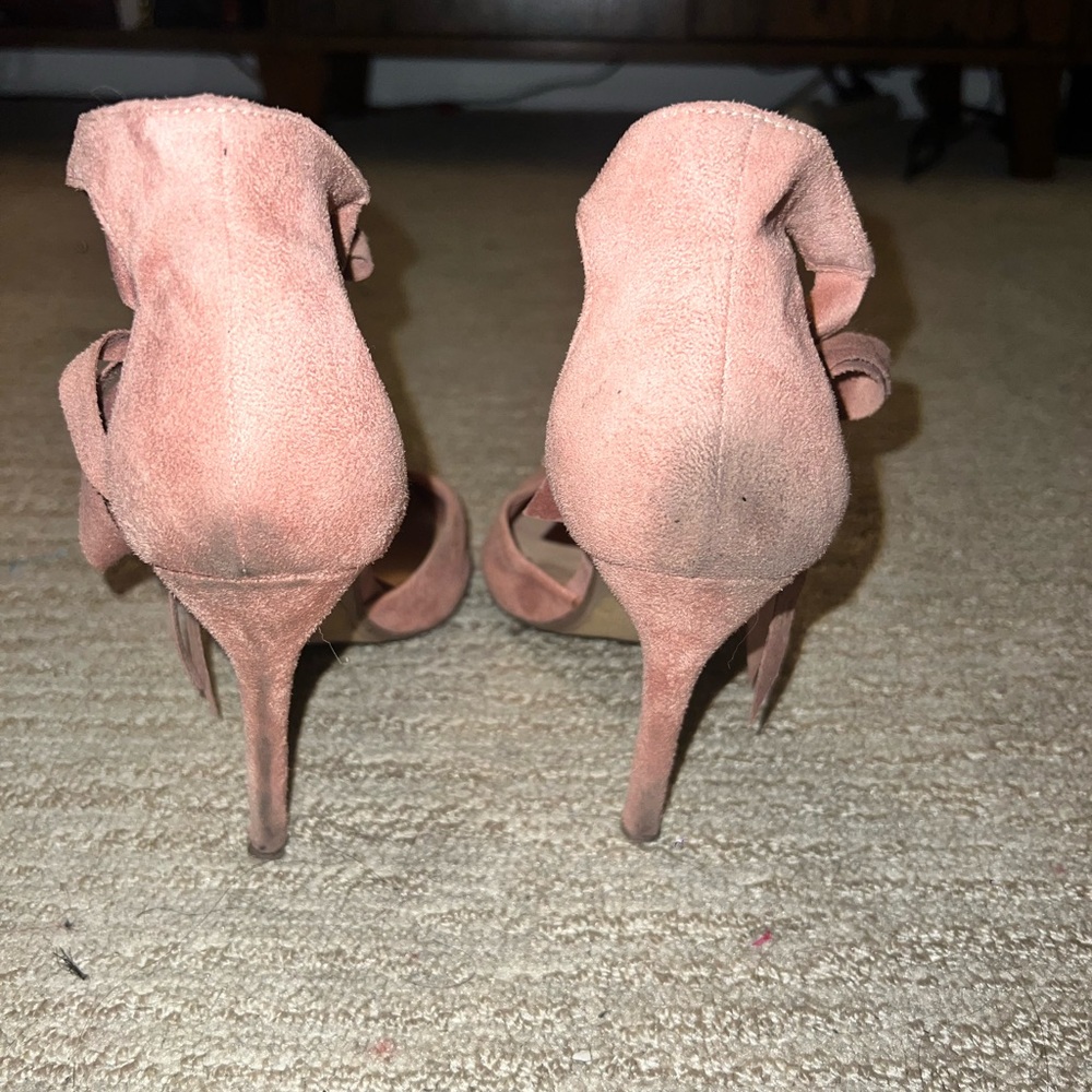 Velvet Pink tie heels Size 9 US - Picture 3 of 4